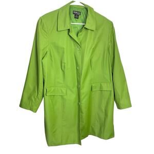 Style & Co Trench Coat Rain Jacket Womens 20W Lime Green Colorful Spring Fall